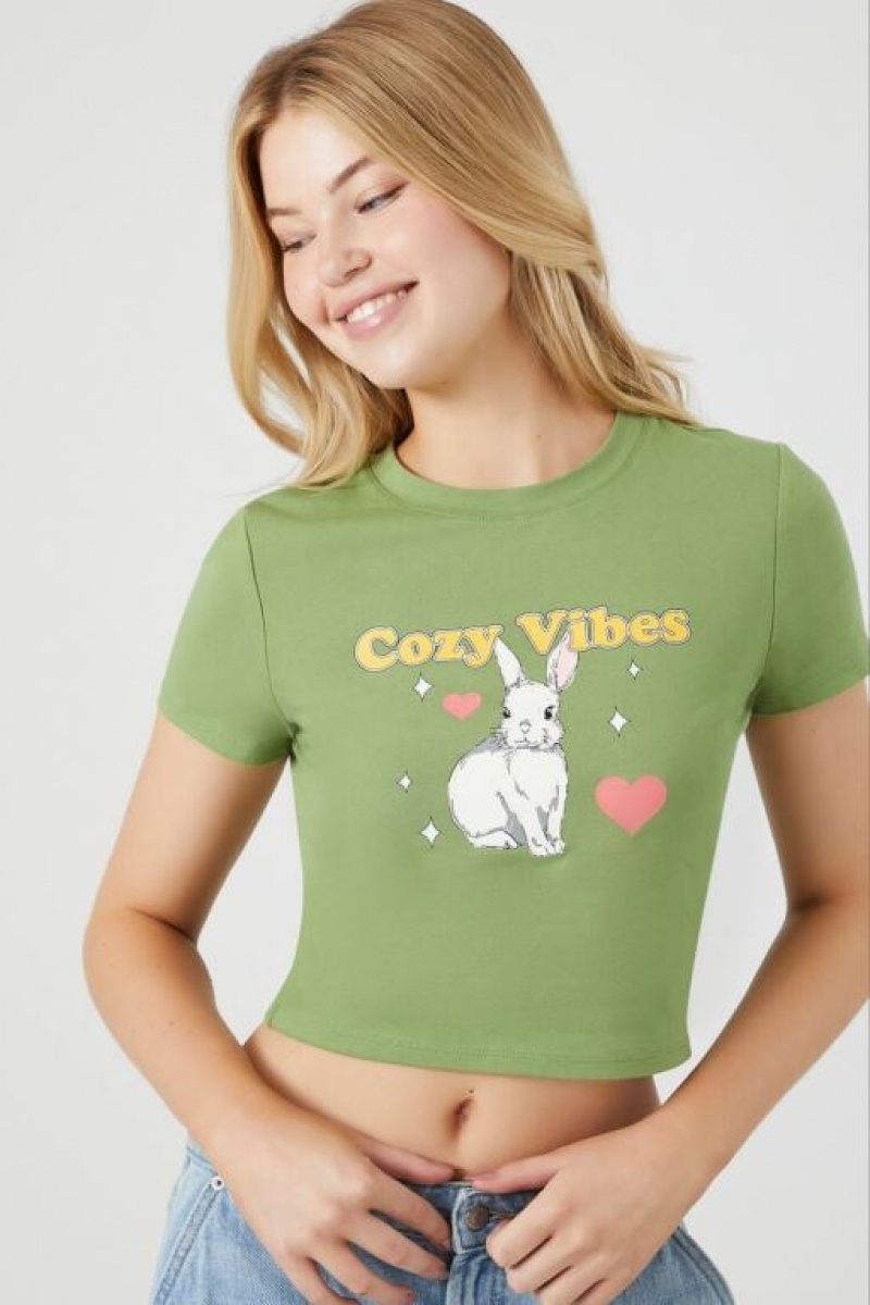 Camisa Forever 21 Cozy Vibes Estampadas Cropped Mujer Verde Multicolor | nY6Zetf4mC1