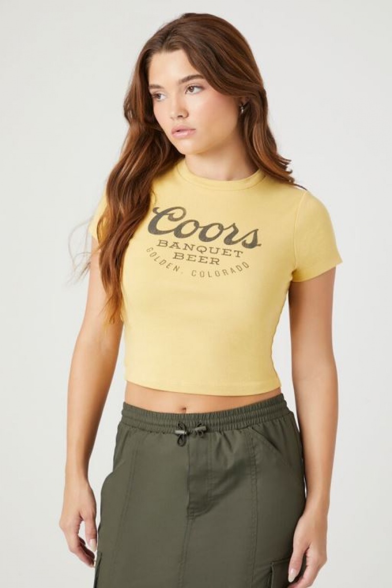 Camisa Forever 21 Cropped Coors Estampadas Mujer Beige Multicolor | IGVP7rPaBKK