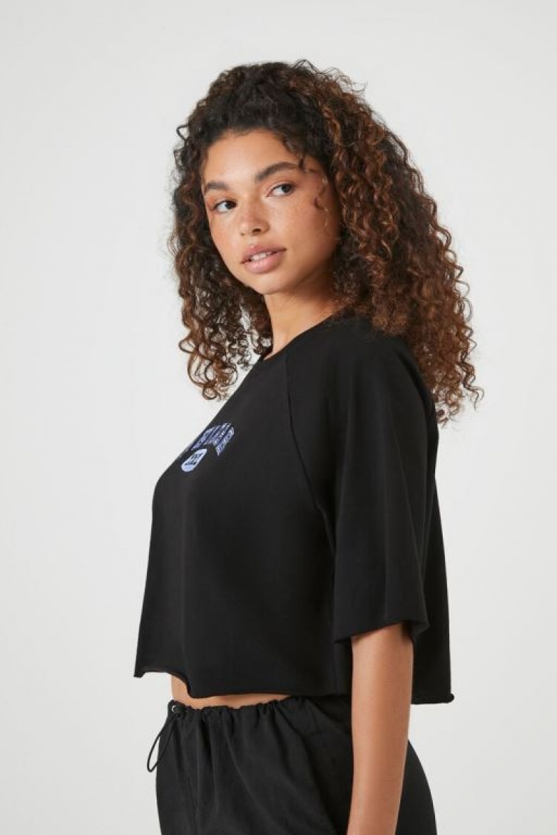 Camisa Forever 21 Cropped Melrose Estampadas Mujer Negras Multicolor | QwQiEW4PtIJ