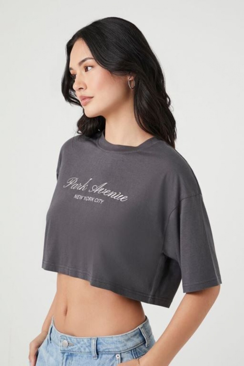 Camisa Forever 21 Cropped Park Avenue Estampadas Mujer Gris Multicolor | VmpT7nVWlii