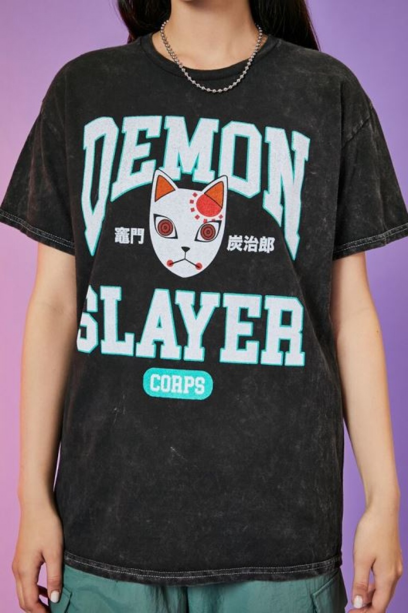 Camisa Forever 21 Demon Slayer Estampadas Mujer Negras Multicolor | ea6cbpu6hKG