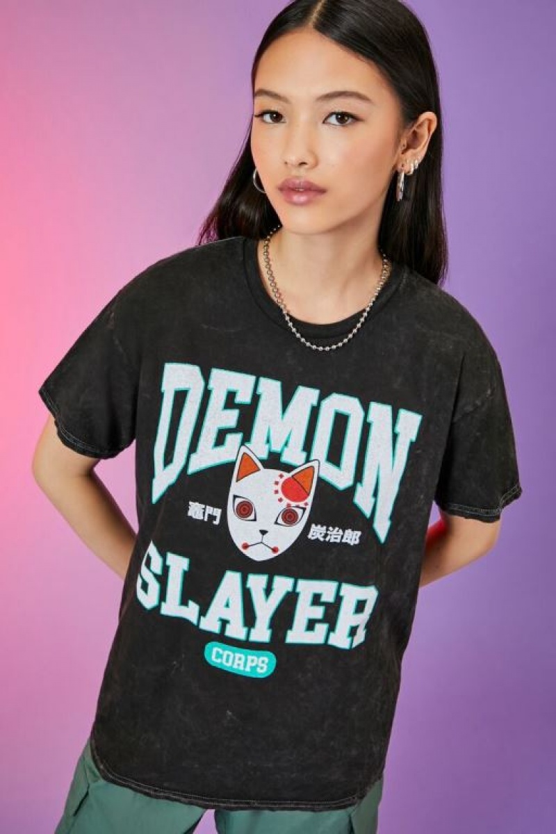 Camisa Forever 21 Demon Slayer Estampadas Mujer Negras Multicolor | ea6cbpu6hKG