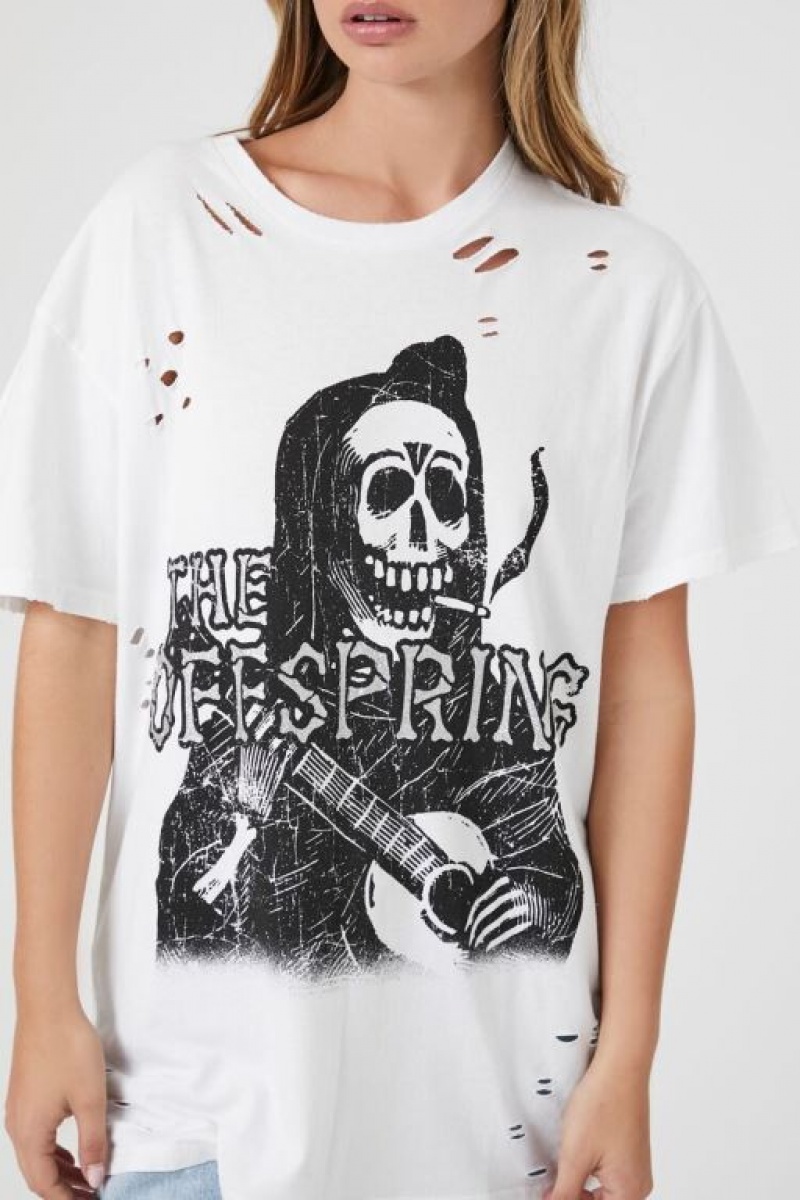 Camisa Forever 21 Distressed The Offspring Estampadas Mujer Blancas Negras | vD6j8CzYYXG