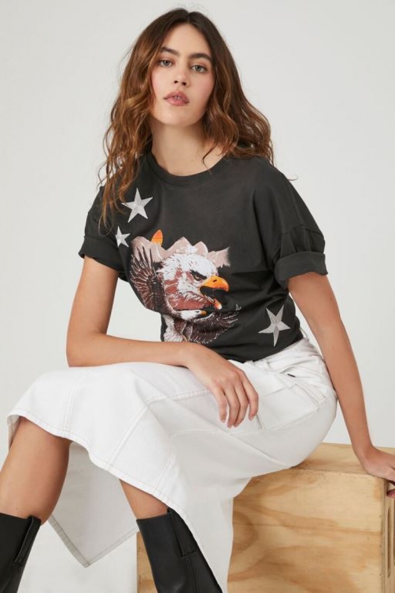 Camisa Forever 21 Eagle Estampadas Mujer Gris Multicolor | cFjAi4C3LwX