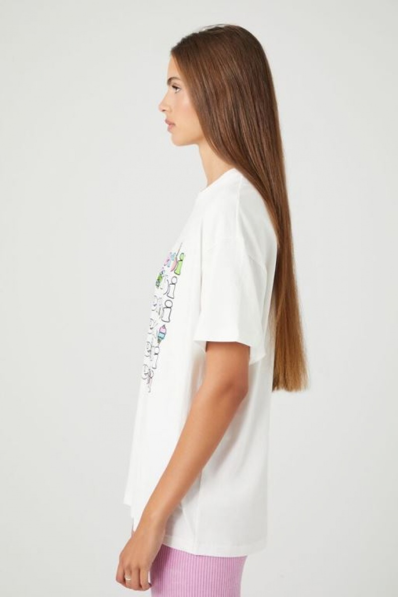 Camisa Forever 21 Embroidered Keroppi Estampadas Mujer Blancas Multicolor | OOd0GSn2yXz