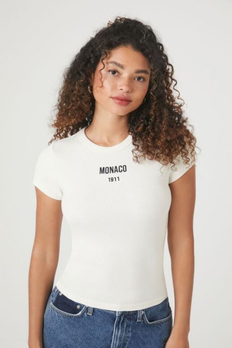 Camisa Forever 21 Embroidered Monaco Mujer Creme Negras | SimQD9r8Q2p