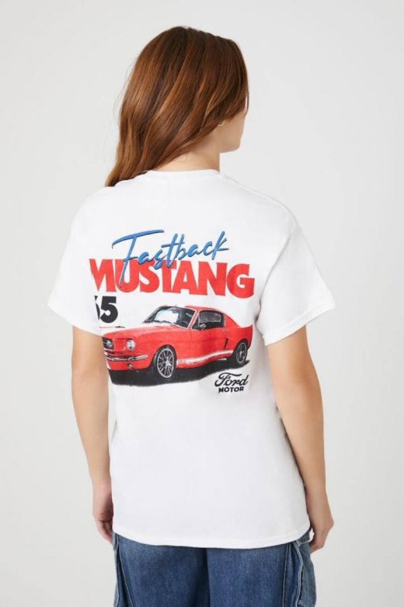 Camisa Forever 21 Ford Mustang Estampadas Mujer Blancas Multicolor | YnlKHE0jmaZ