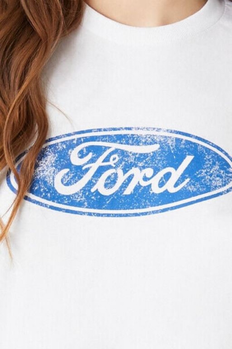 Camisa Forever 21 Ford Mustang Estampadas Mujer Blancas Multicolor | YnlKHE0jmaZ