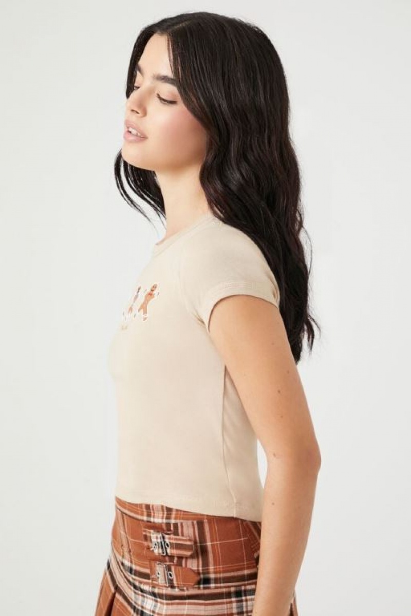 Camisa Forever 21 Gingerbread Estampadas Mujer Beige Multicolor | iRnlAk4CI90