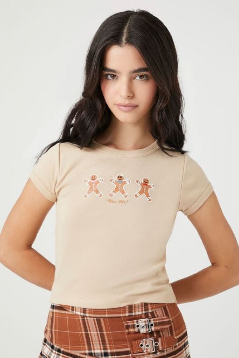 Camisa Forever 21 Gingerbread Estampadas Mujer Beige Multicolor | iRnlAk4CI90