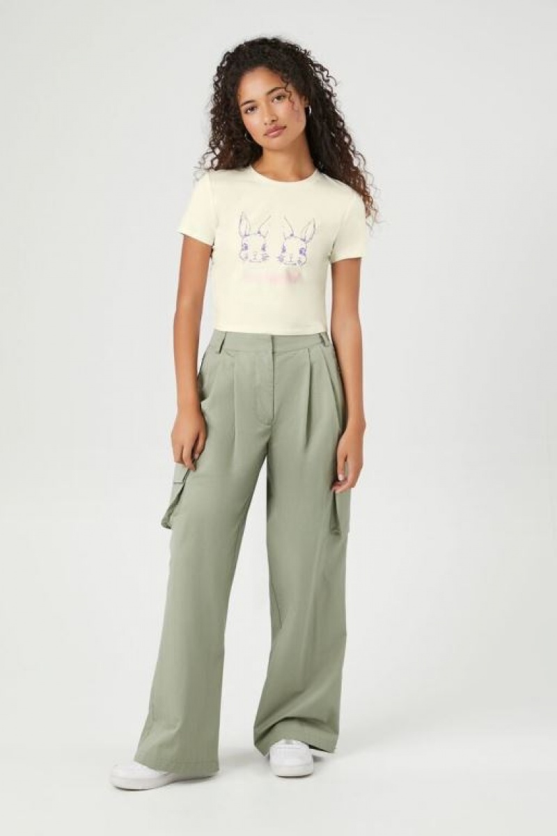 Camisa Forever 21 Go Away Estampadas Cropped Mujer Creme Multicolor | nOaFpAcdb5M