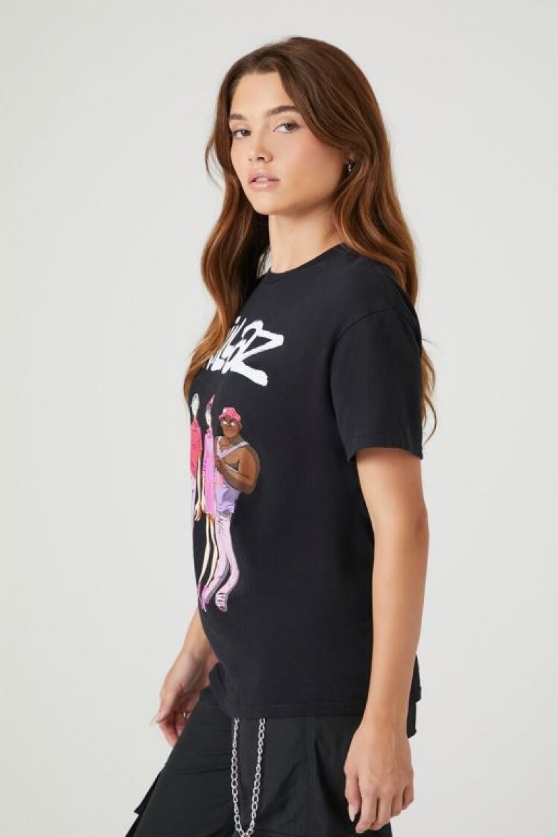 Camisa Forever 21 Gorillaz Estampadas Mujer Negras Multicolor | mARKfD9UH6V