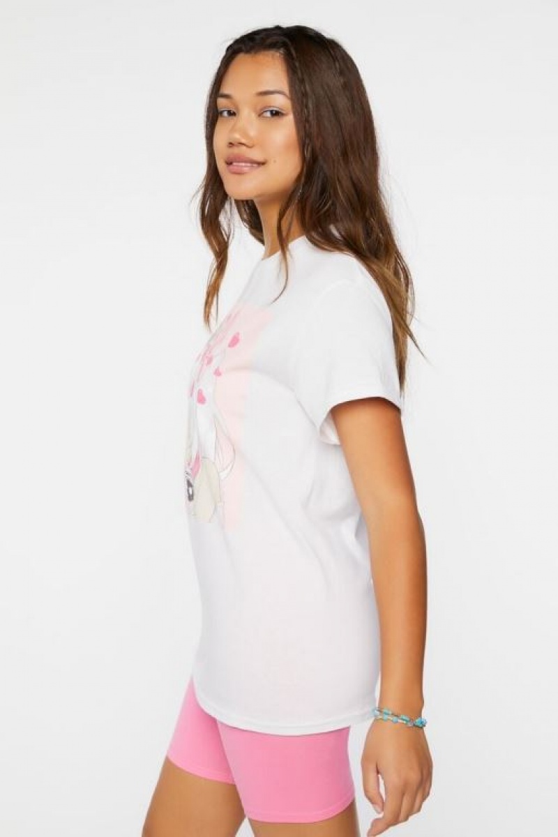 Camisa Forever 21 Heart Anime Girl Estampadas Mujer Blancas | 83cY6UWzro6