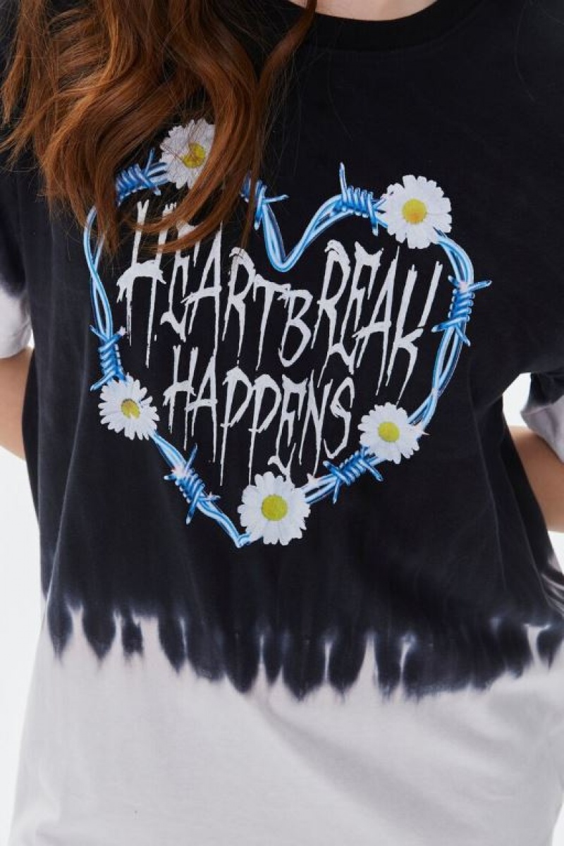 Camisa Forever 21 Heart Break Happens Estampadas Mujer Negras Multicolor | klMfD83JF9D