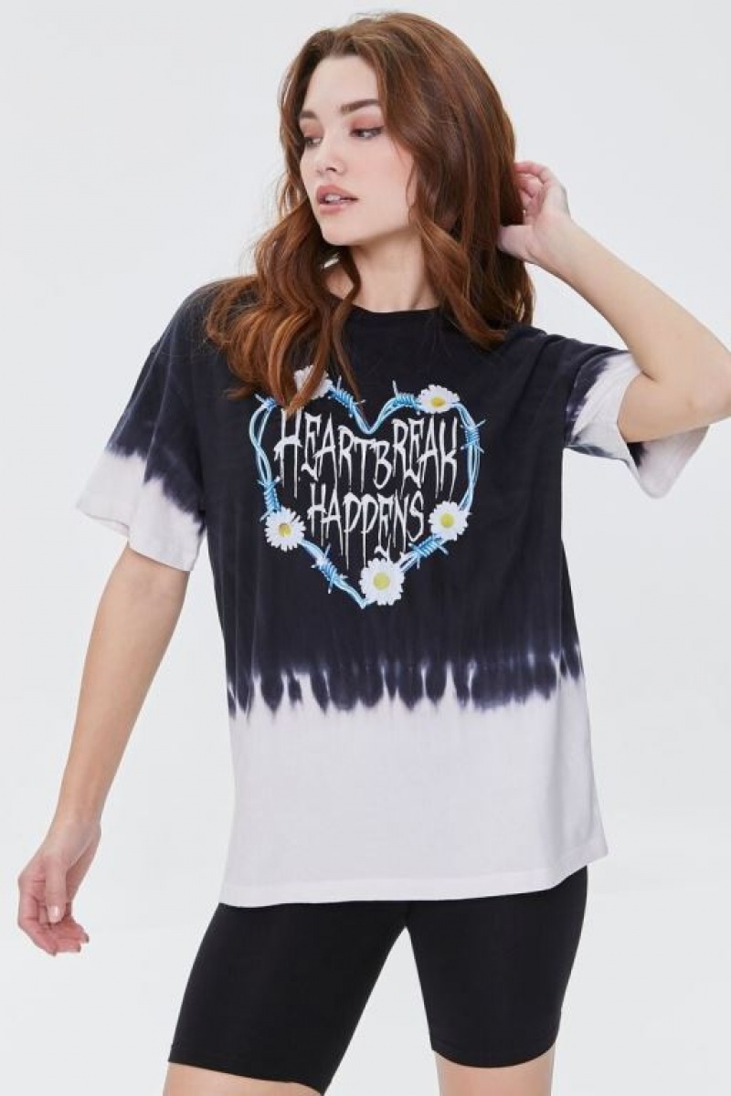 Camisa Forever 21 Heart Break Happens Estampadas Mujer Negras Multicolor | klMfD83JF9D