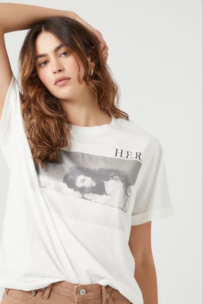 Camisa Forever 21 Her Estampadas Mujer Blancas Negras | OlBbbjQxPdH