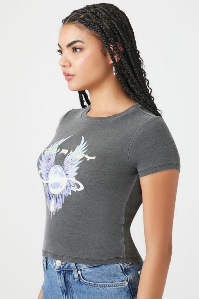 Camisa Forever 21 Journey Estampadas Baby Mujer Gris Multicolor | QtR2fKRmh7J