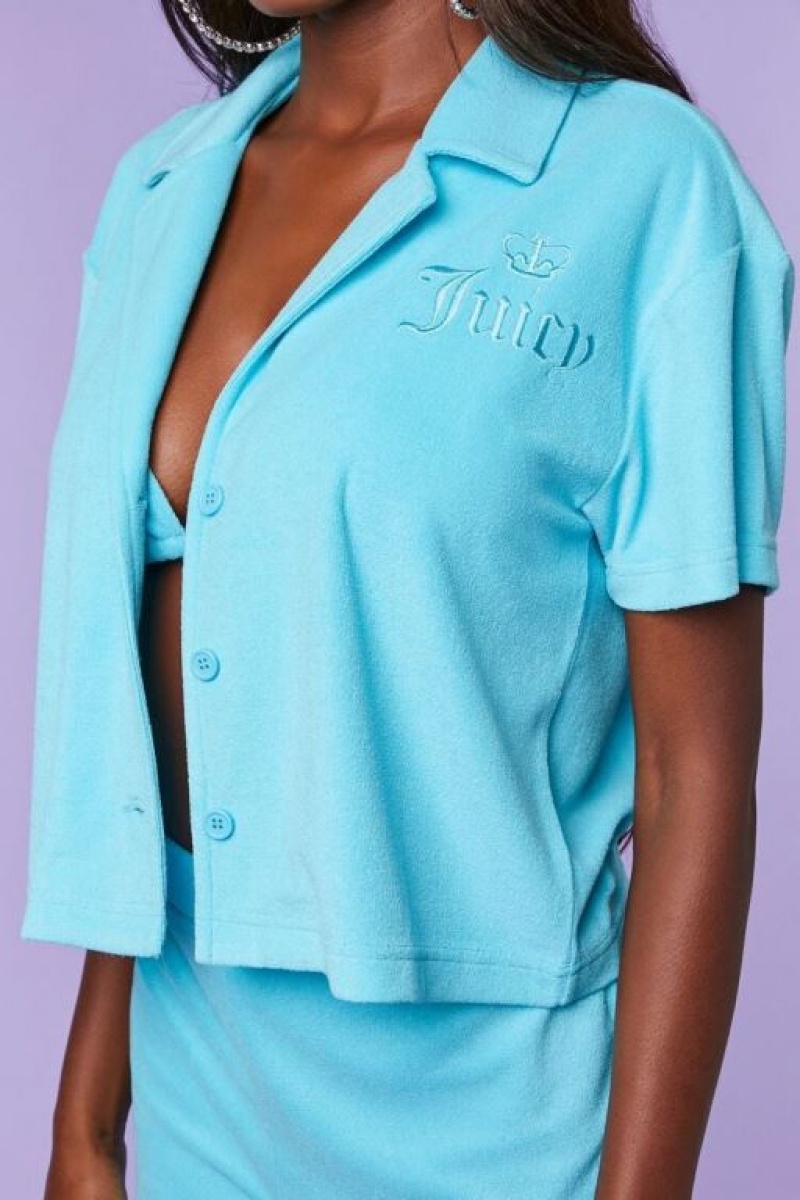 Camisa Forever 21 Juicy Couture Terry Cloth Mujer Azules | auOfTsH8fTm