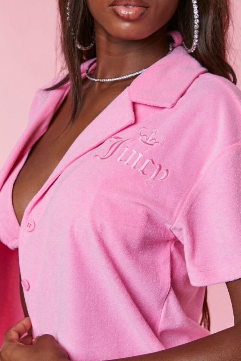 Camisa Forever 21 Juicy Couture Terry Cloth Mujer Rosas | 7LlKXsl6TE8