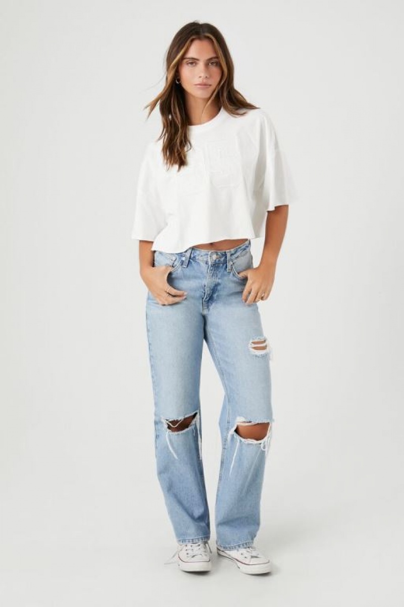 Camisa Forever 21 Lace Cropped Mujer Blancas Blancas | TAnK5pLWnsJ