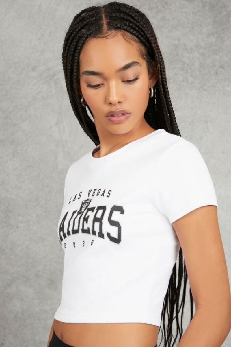 Camisa Forever 21 Las Vegas Raiders Cropped Mujer Blancas Negras | IcrOaIAJ5W5