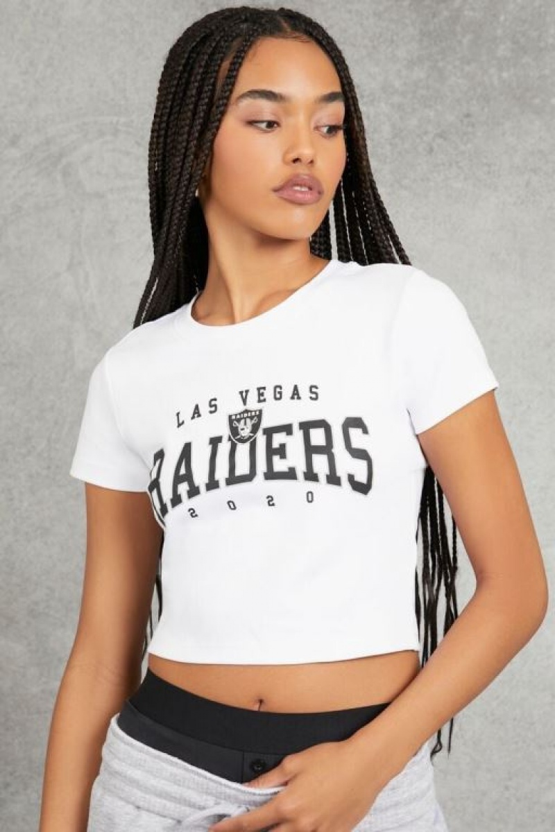 Camisa Forever 21 Las Vegas Raiders Cropped Mujer Blancas Negras | IcrOaIAJ5W5