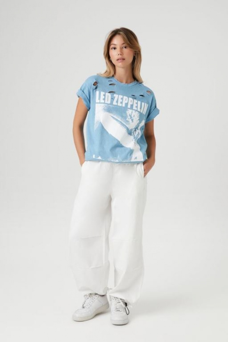 Camisa Forever 21 Led Zeppelin Estampadas Distressed Mujer Azules Multicolor | c9S7FErESpl