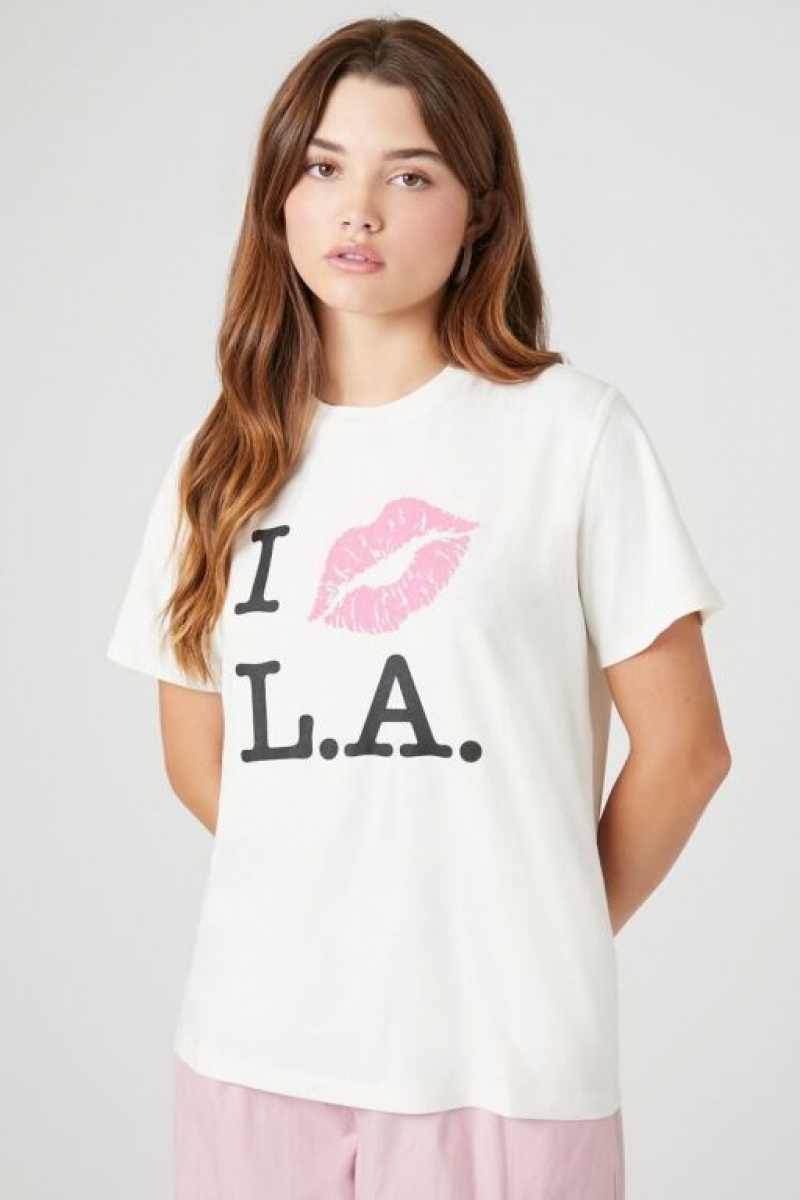 Camisa Forever 21 Lipstick Kiss La Estampadas Mujer Creme Multicolor | 9obv57lswb5