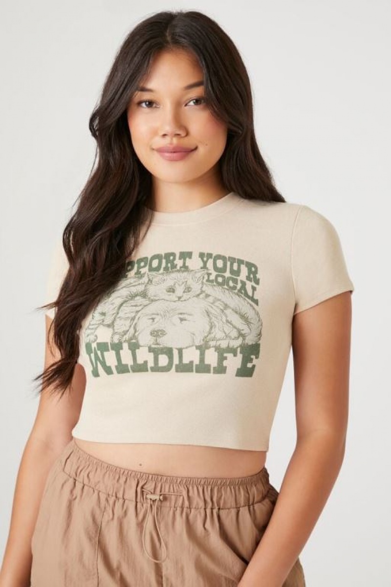 Camisa Forever 21 Local Wildlife Estampadas Baby Mujer Marrones Multicolor | IJhPY1bVfR5