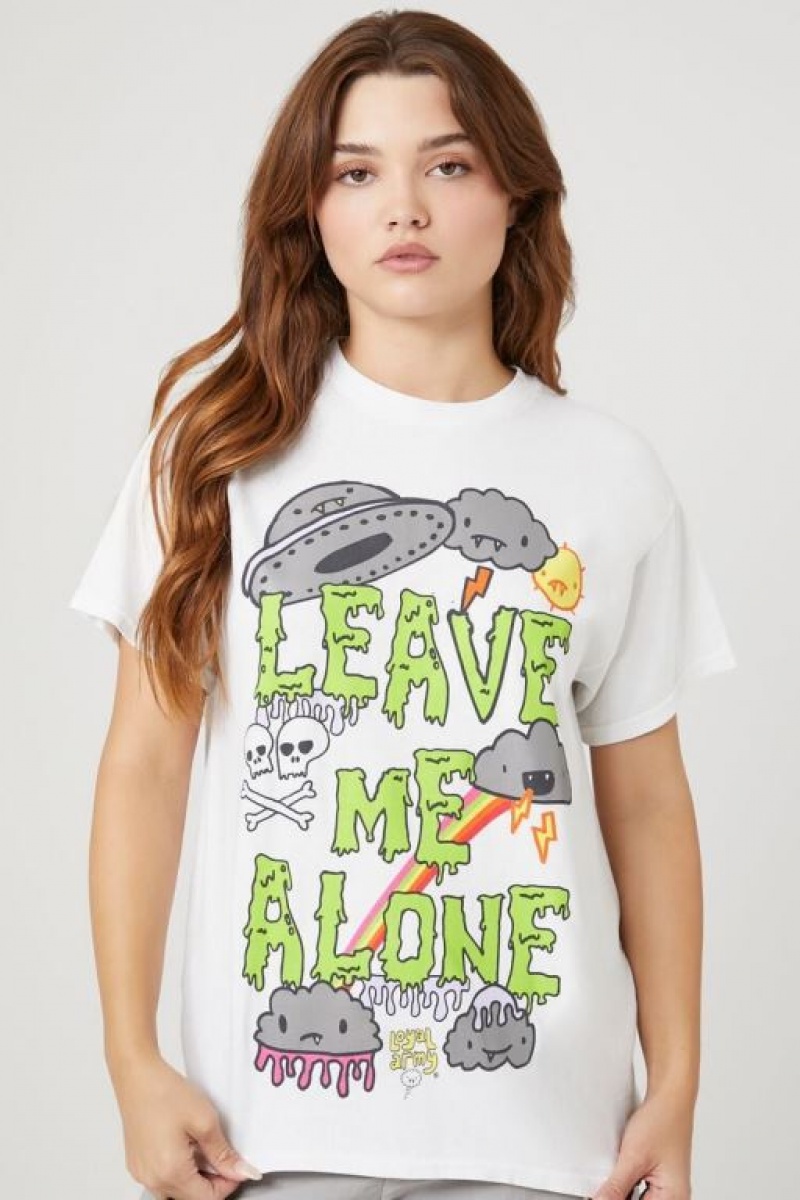 Camisa Forever 21 Loyal Army Leave Me Alone Estampadas Mujer Blancas Multicolor | 2XrU2Vv2RDV