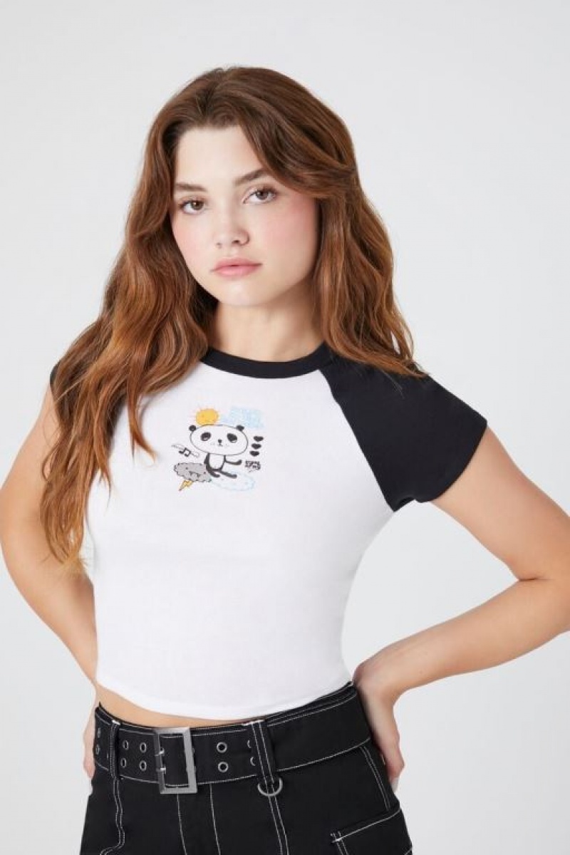 Camisa Forever 21 Loyal Army Panda Estampadas Raglan Mujer Blancas Multicolor | KAfZbegvh4c