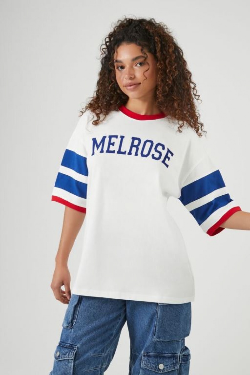 Camisa Forever 21 Melrose Estampadas Varsity Mujer Blancas Multicolor | ZdqcWvEHagU