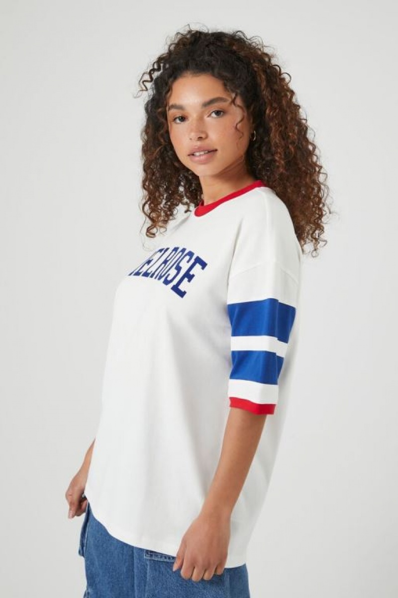 Camisa Forever 21 Melrose Estampadas Varsity Mujer Blancas Multicolor | ZdqcWvEHagU