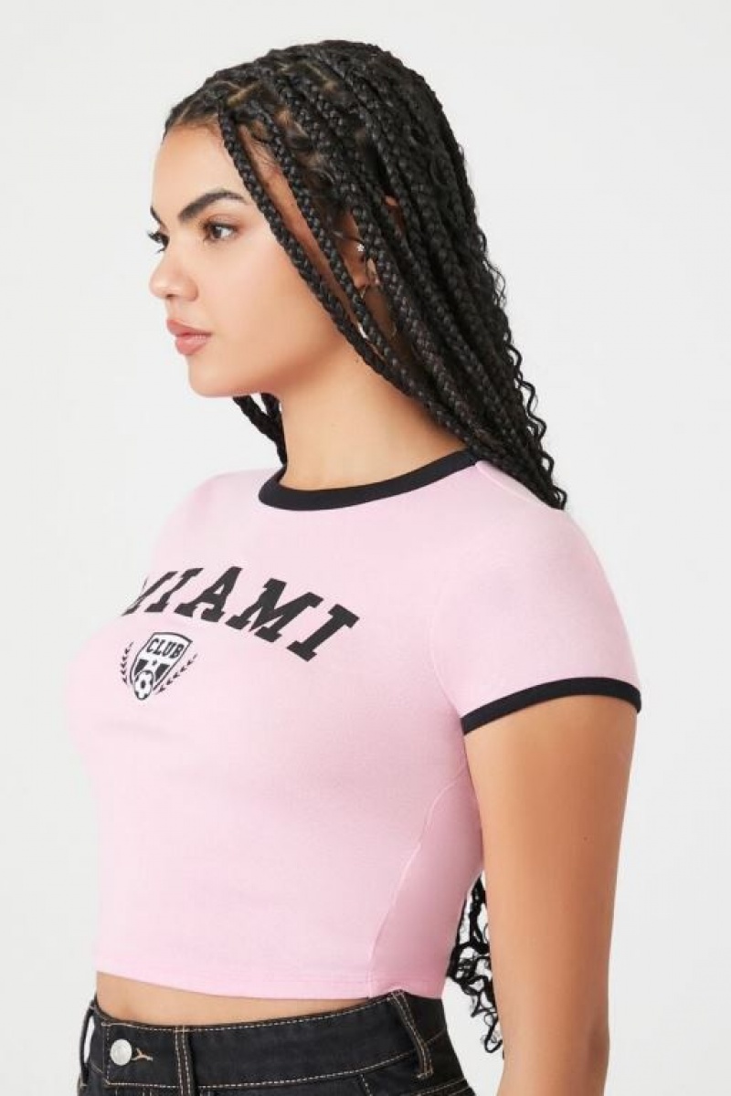 Camisa Forever 21 Miami Estampadas Ringer Baby Mujer Rosas | TaBNTtlzjoG