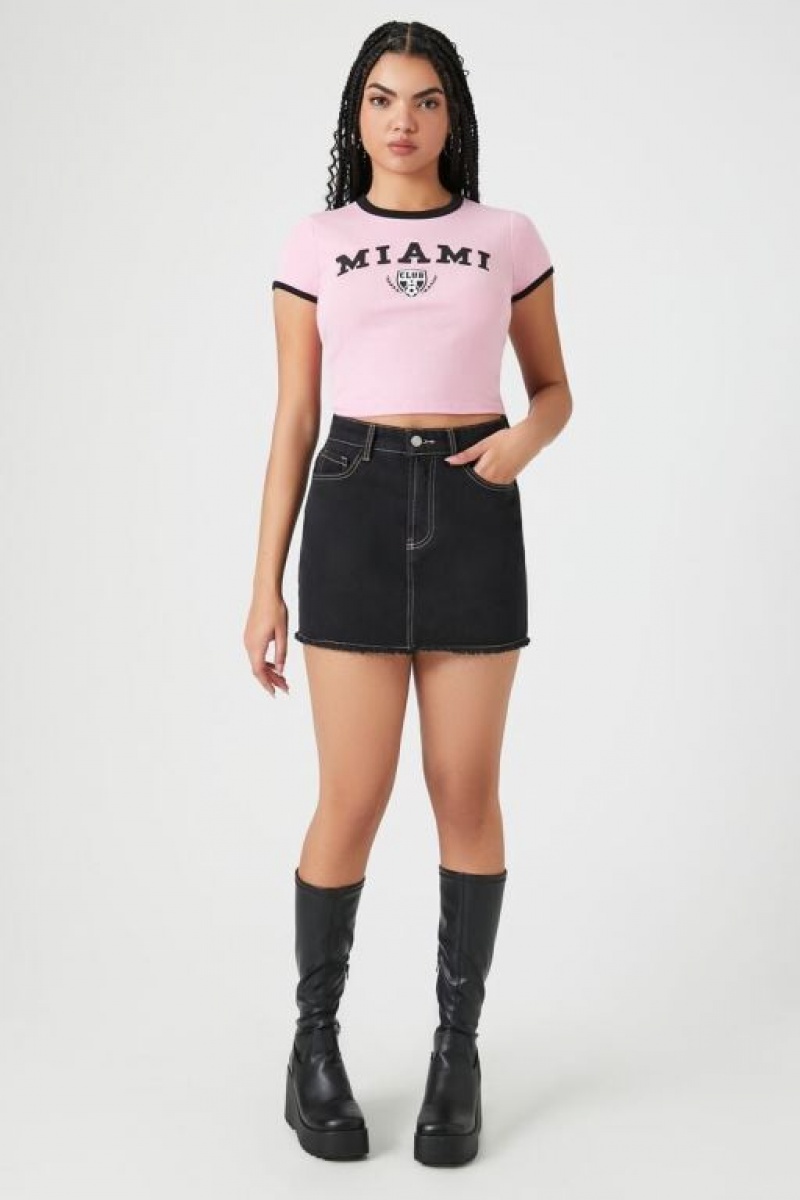 Camisa Forever 21 Miami Estampadas Ringer Baby Mujer Rosas | TaBNTtlzjoG