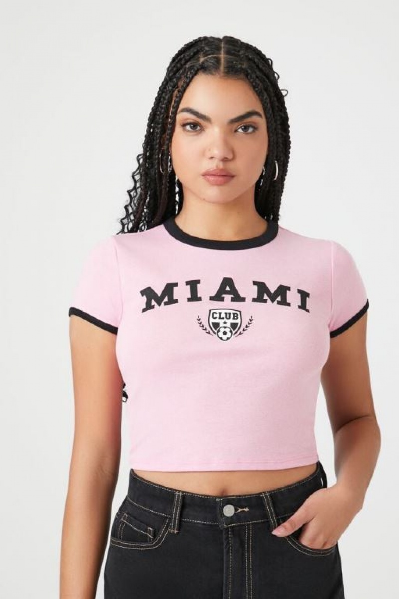 Camisa Forever 21 Miami Estampadas Ringer Baby Mujer Rosas | TaBNTtlzjoG