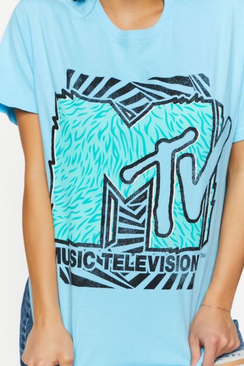 Camisa Forever 21 Mtv Estampadas Crew Mujer Azules Multicolor | ena8rAxV71H