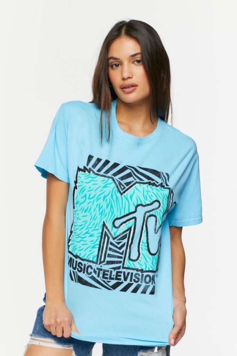 Camisa Forever 21 Mtv Estampadas Crew Mujer Azules Multicolor | ena8rAxV71H