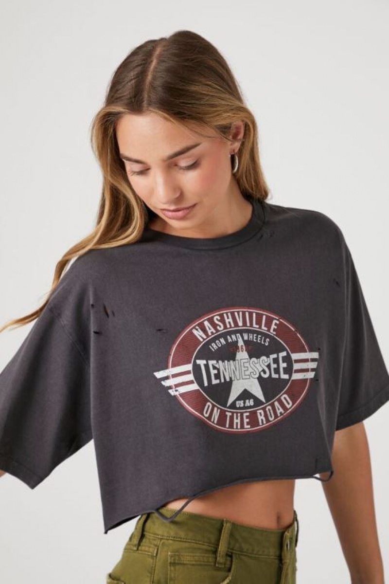 Camisa Forever 21 Nashville Estampadas Cropped Mujer Gris Multicolor | h3XxFhI0eXN