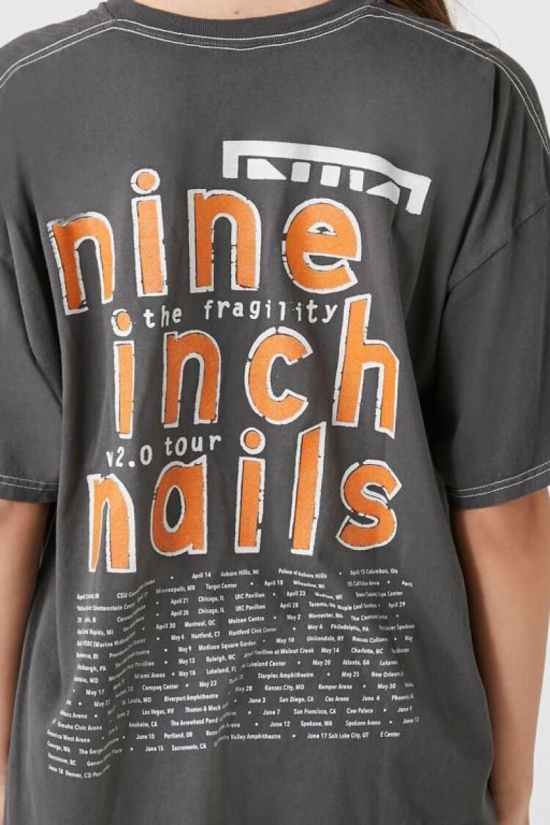 Camisa Forever 21 Nine Inch Nails Oversized Tour Mujer Gris Multicolor | ScoFqpYAGdN