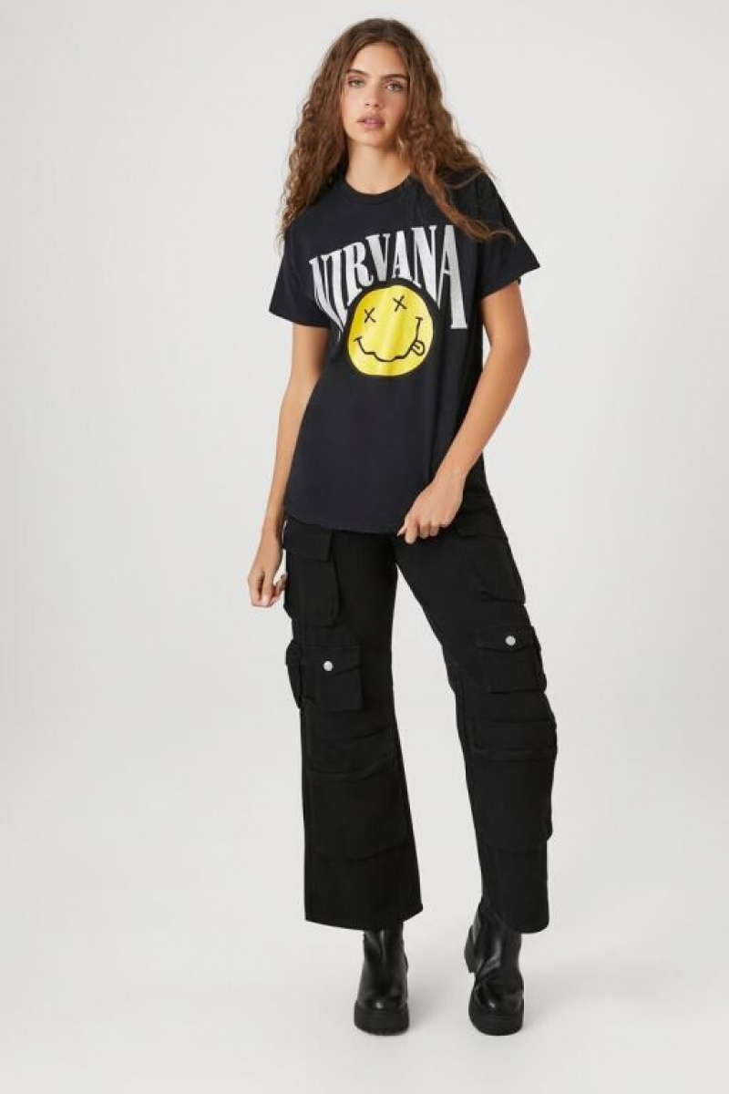 Camisa Forever 21 Nirvana Estampadas Mujer Negras Multicolor | 5nzhpFCRfK9