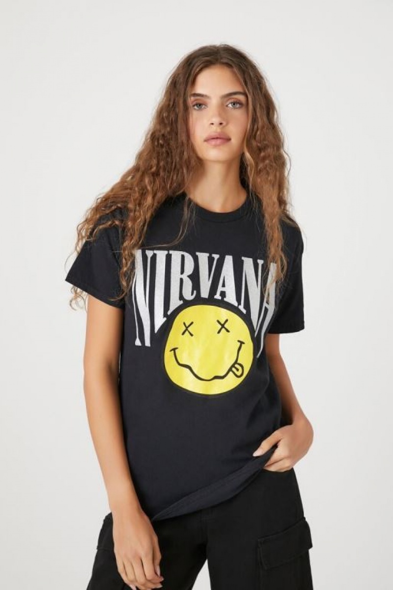 Camisa Forever 21 Nirvana Estampadas Mujer Negras Multicolor | 5nzhpFCRfK9