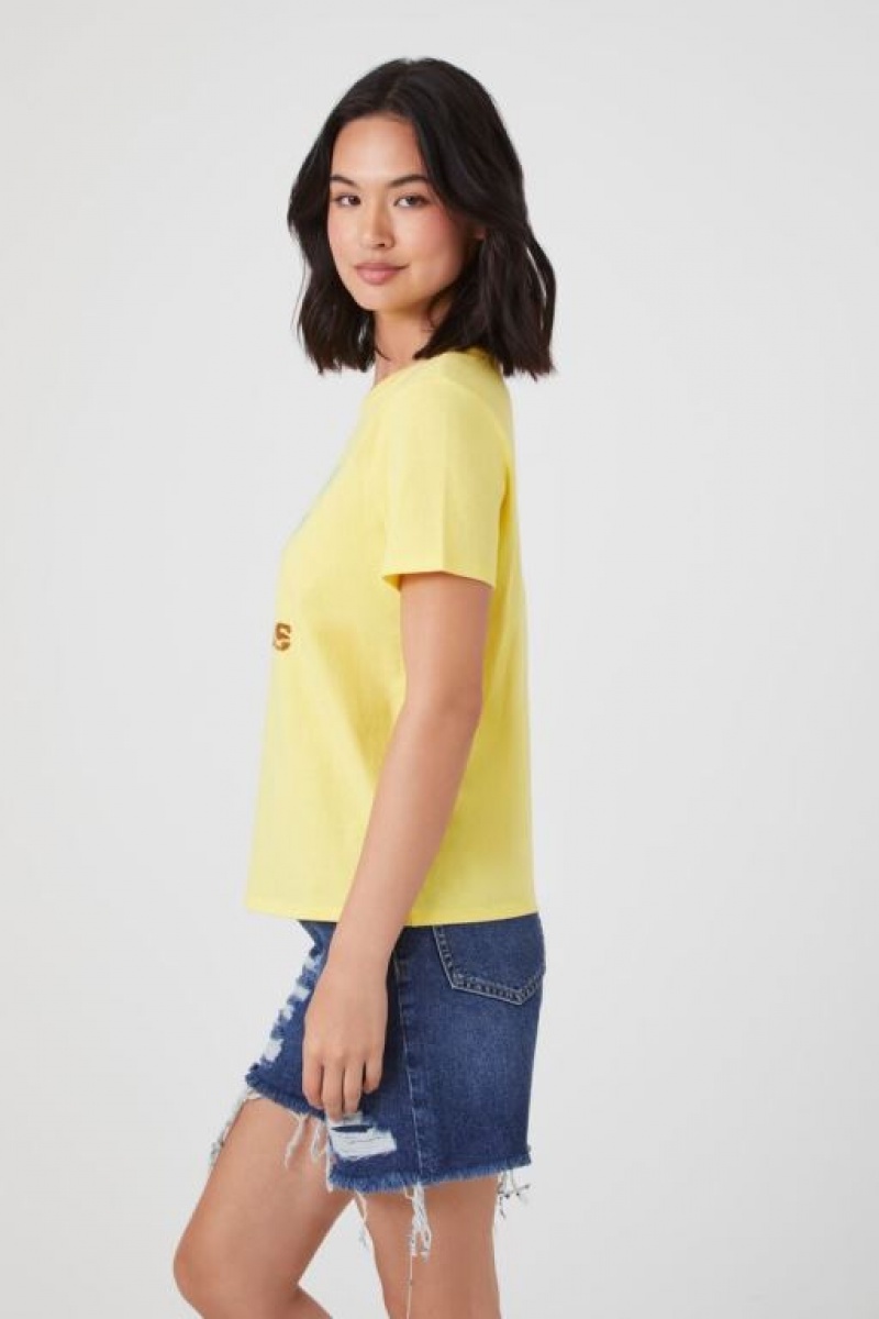 Camisa Forever 21 Organically Grown Cotton Mujer Amarillo Multicolor | O2x3njWSCST