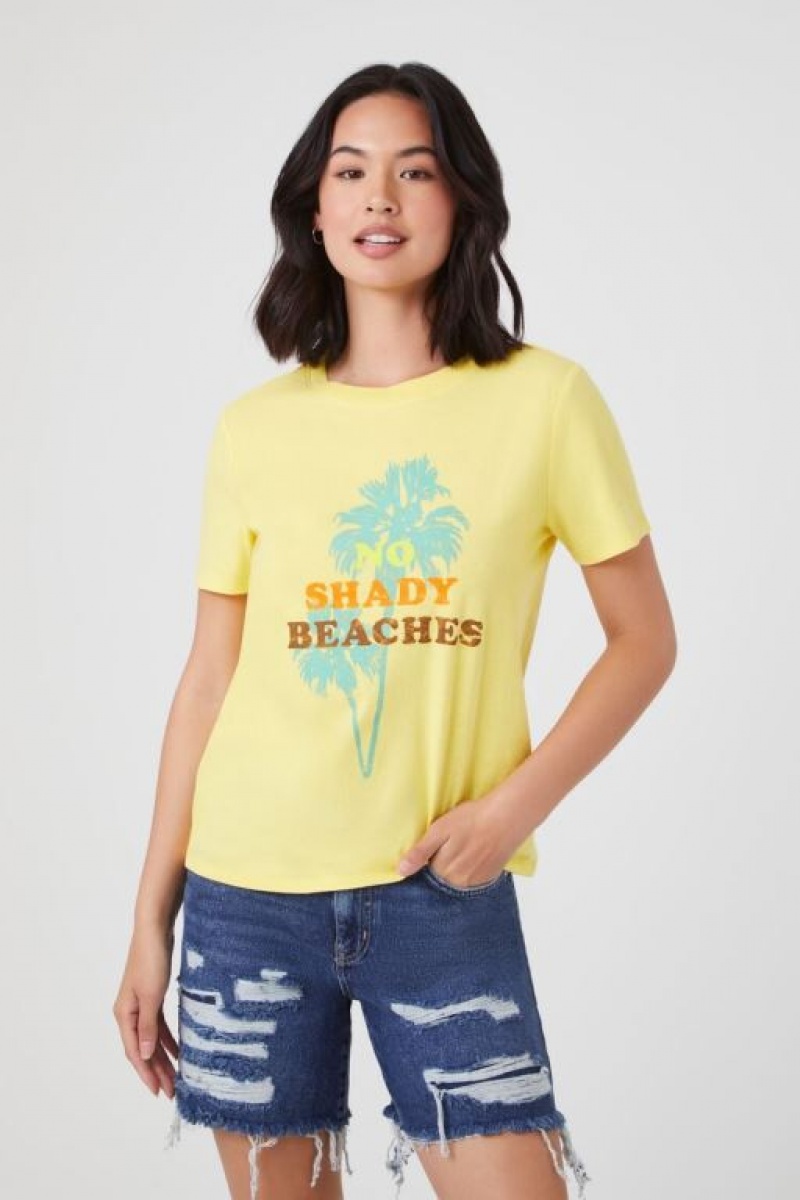 Camisa Forever 21 Organically Grown Cotton Mujer Amarillo Multicolor | O2x3njWSCST