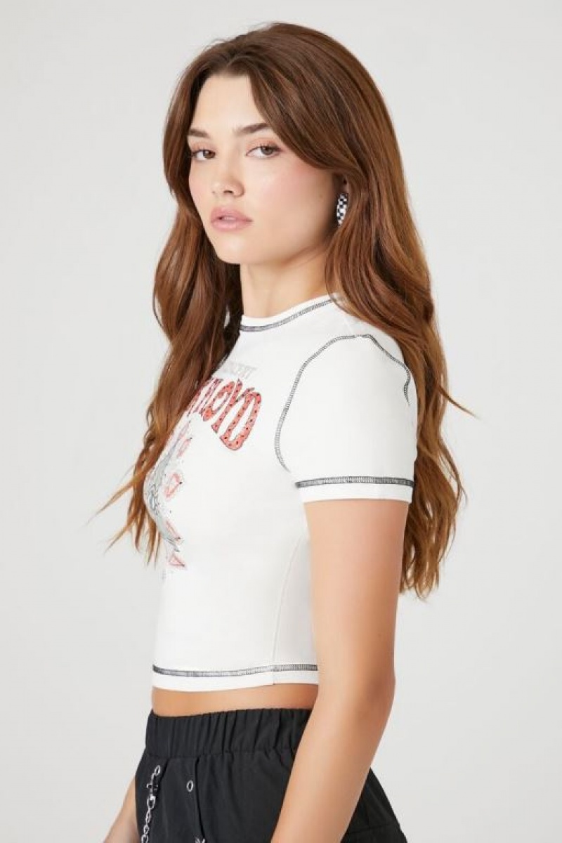 Camisa Forever 21 Pink Floyd Estampadas Cropped Mujer Creme Multicolor | fhMhsE31cm4