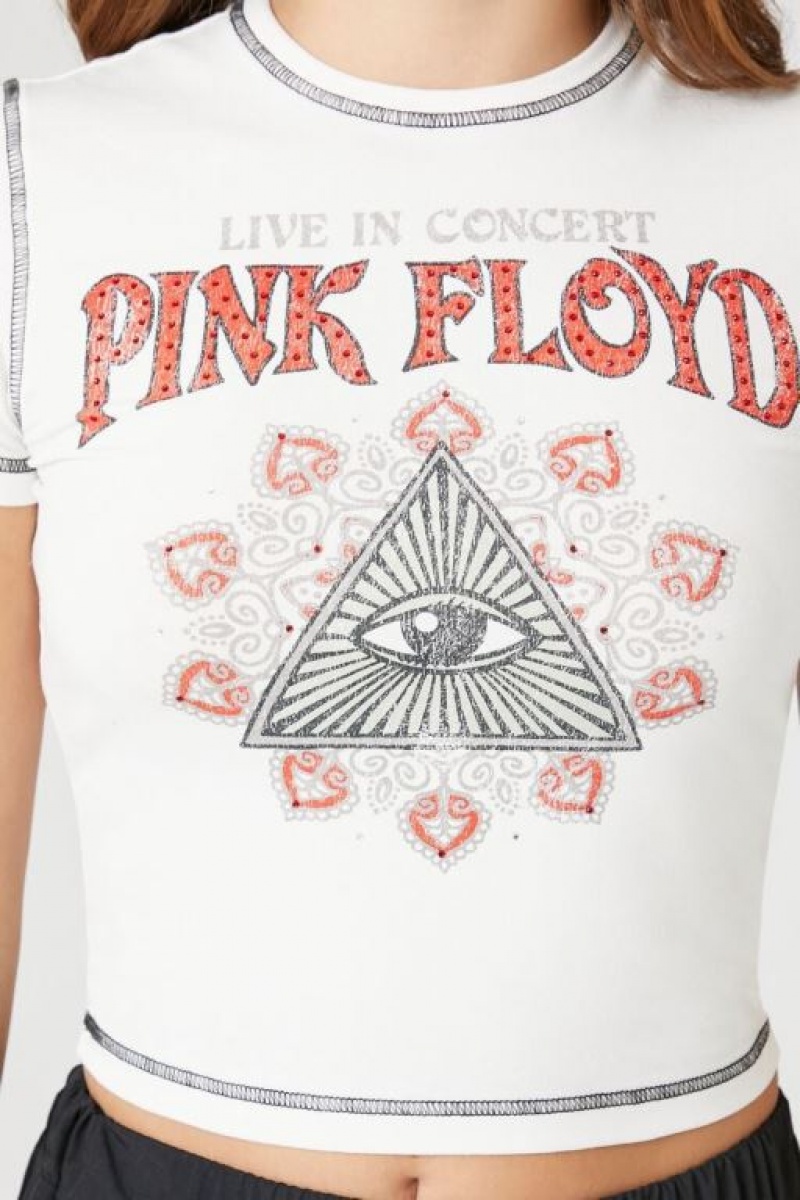 Camisa Forever 21 Pink Floyd Estampadas Cropped Mujer Creme Multicolor | fhMhsE31cm4