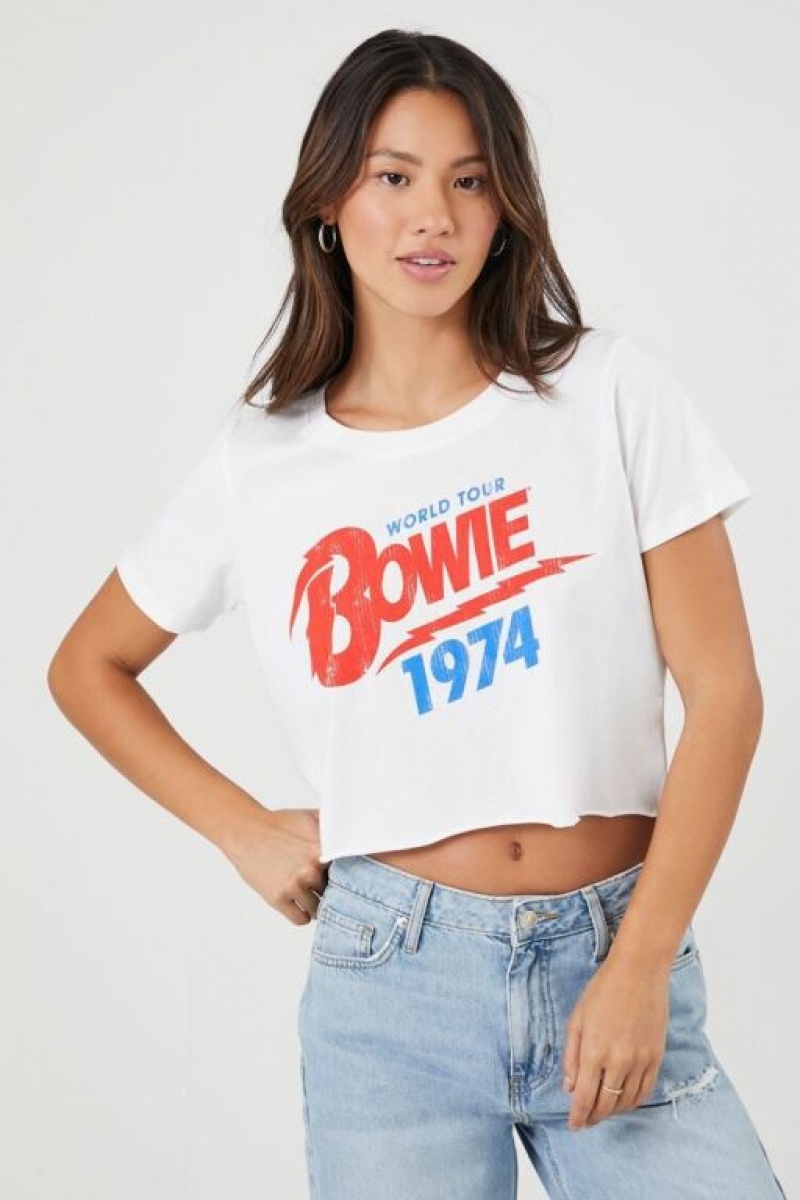 Camisa Forever 21 Prince Peter Bowie Estampadas Cropped Mujer Blancas Multicolor | Weu5AldnNhO