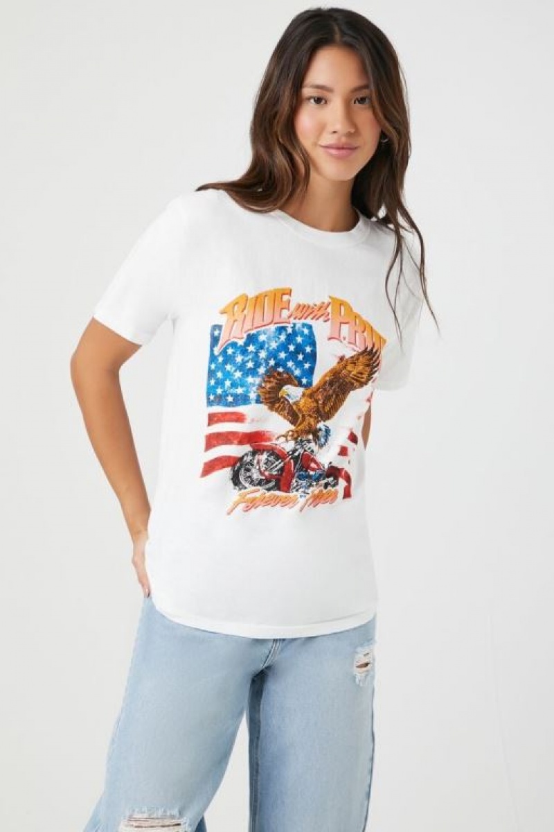 Camisa Forever 21 Prince Peter Ride With Pride Estampadas Mujer Blancas Multicolor | eSJAzQV5ctV