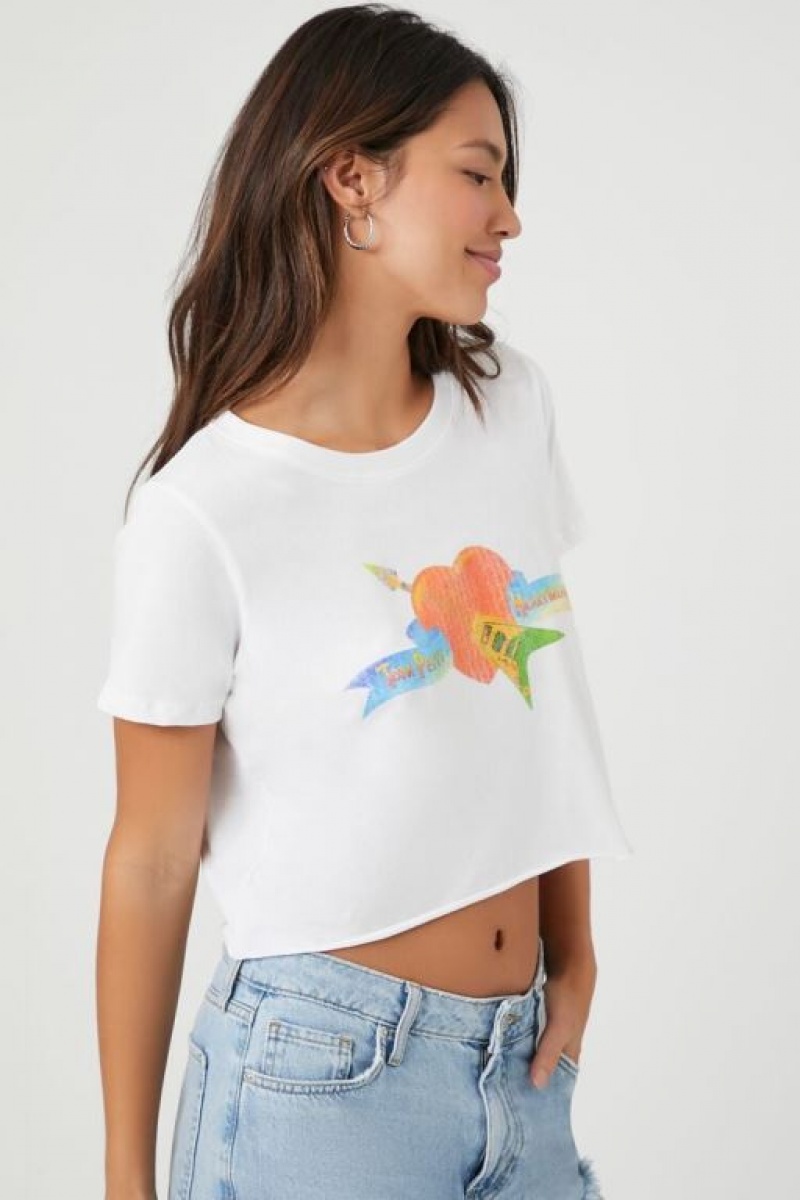 Camisa Forever 21 Prince Peter Tom Petty Cropped Mujer Blancas Multicolor | Lp0wxaGQfxA