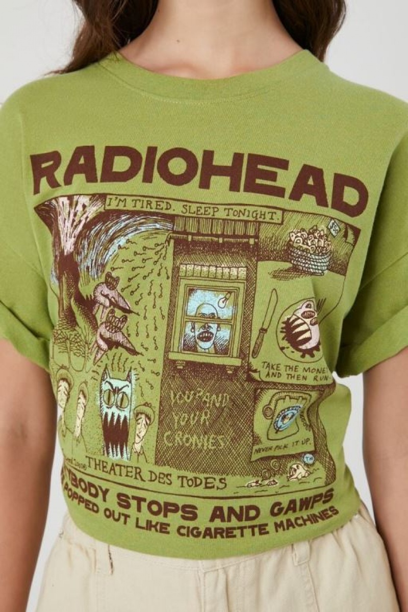 Camisa Forever 21 Radiohead Estampadas Mujer Verde Multicolor | vHSjFe09vGN